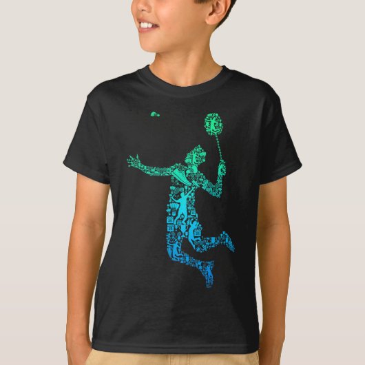 バドミントン選手シャトル男子男子青年 Tシャツ (正面)