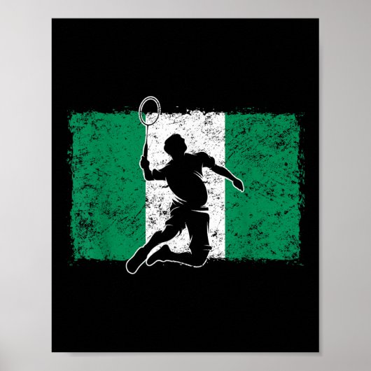 バドミントン選手ナイジェリア国旗ナイジェリア ポスター (正面)
