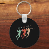 バドミントン選手レトロスマッシュシャトルヴィンテージバディ キーホルダー (正面)