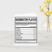 バドミントン選手情報と栄養事実 カード (黄色い花)