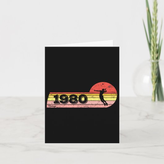 バドミントン選手生まれ1980誕生日ヴィンテージ女性 カード (正面)