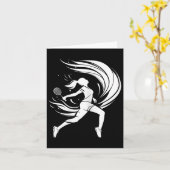 バドミントン選手 シャトルを描く女性 カード (黄色い花)