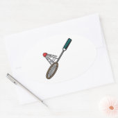 バドミントン4 楕円形シール (封筒)