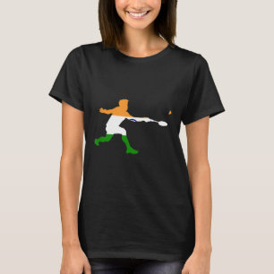 バドミントン インド 国旗 ラケット シャトル メンズ プレイヤー Tシャツ