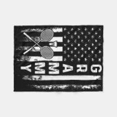 バドミントン・グラミー・アメリカ国旗ヴィンテージクリスマスX フリースブランケット (正面(横))