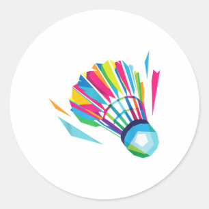 バドミントン ゲーム シャトル スポーツ バドミントン ポップアート ラウンドシール