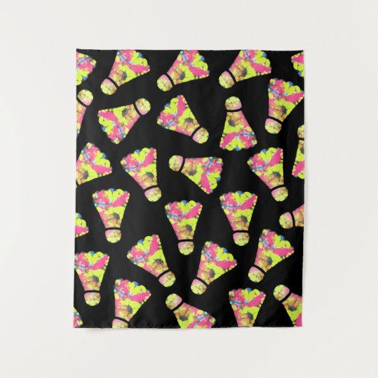 バドミントン・シャトルコックカラフルアートパターンギフト タペストリー (正面)