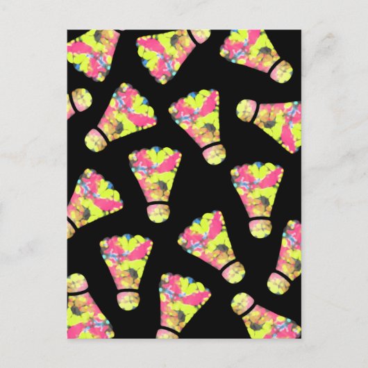 バドミントン・シャトルコックカラフルアートパターンギフト ポストカード (正面)