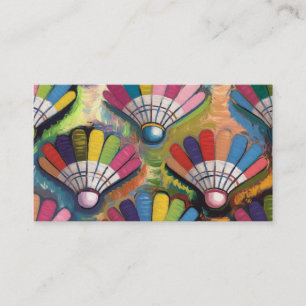 バドミントン・シャトルコックカラフルアートパターンギフト 名刺