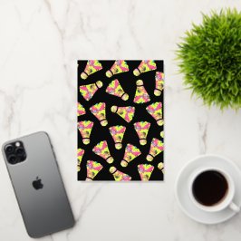 バドミントン・シャトルコックカラフルアートパターンギフト 箔グリーティングカード