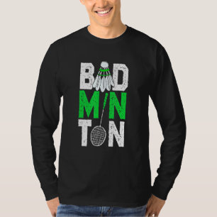 バドミントン+シャトルコック+ラケット+バドミントン+プレーヤー Tシャツ