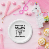 バドミントン – バドミントンが呼び出し中 ペーパープレート (パーティー)