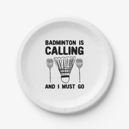 バドミントン – バドミントンが呼び出し中 ペーパープレート (正面)