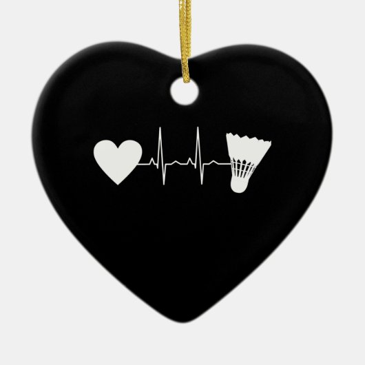 バドミントン – バドミントンボールハートビート セラミックオーナメント (正面)