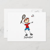 バドミントン プレイヤー Tシャツ&ギフト ポストカード (正面/裏面)