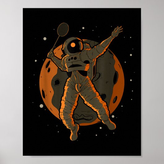 バドミントン 宇宙飛行士 外宇宙 スペースマン ポスター (正面)