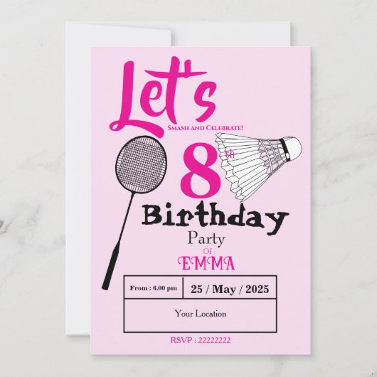 バドミントン 招待状 (正面)