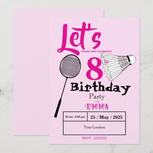 バドミントン 招待状 (正面/裏面)