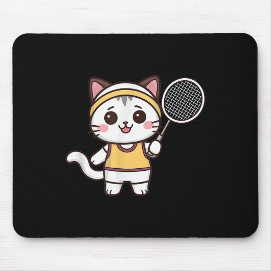 バドミントン 猫 グッズ 女性 女子 プレーヤー K マウスパッド (正面)