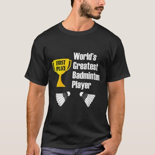 バドミントン - 笑える最強バドミントン選手 Tシャツ (正面)
