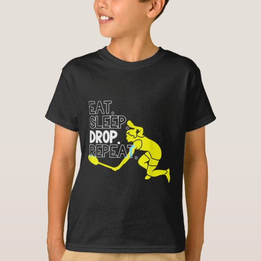 バドミントン。食べる。寝る。ドロップ。繰り返す。 Tシャツ (正面)