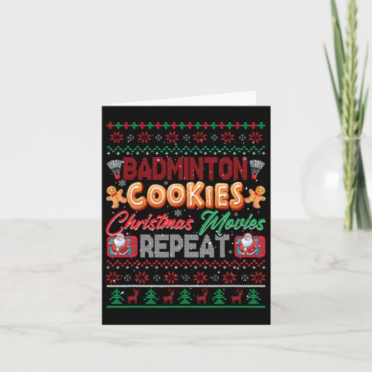 バドミントンCookiesクリスマスムービーRepeatセーター カード (正面)