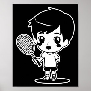 バドミントンkid漫画ラケットスポーツシャトル ポスター