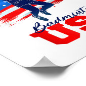 バドミントンUSAサポートチーム アメリカ国旗 スポーツロゴ ポスター (角)