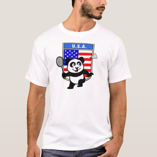 バドミントンUSAパンダ Tシャツ (正面)