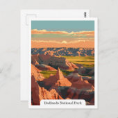 バドランズナショナルパークサウスダコタトラベルヴィンテージ ポストカード (正面/裏面)