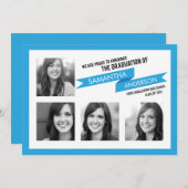 バナはっきりしたー卒業招待状ブルー 招待状 (正面/裏面)