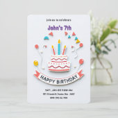 バナカラフルー付き誕生日パーティーの招待状 招待状 (スタンド正面)