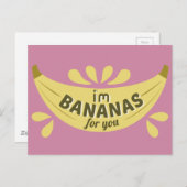バナナおもしろいイラストレーション私はあなたのためのバナナ ポストカード (正面/裏面)