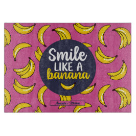 バナナおもしろいレトロの果柄のようなスマイル カッティングボード