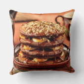 バナナおよびカラメルが付いているチョコレートパンケーキ クッション (裏面)