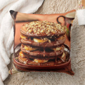 バナナおよびカラメルが付いているチョコレートパンケーキ クッション (ブランケット)