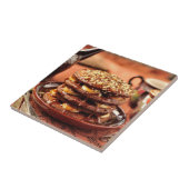 バナナおよびカラメルが付いているチョコレートパンケーキ タイル (側面)