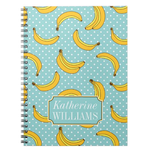 バナナおよびポークの点は|あなたの名前を加えます ノートブック (正面)