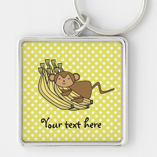 バナナおよび黄色い水玉模様の猿 キーホルダー (正面)