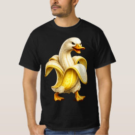 バナナから顔を出すカモ 可笑しい Tシャツ