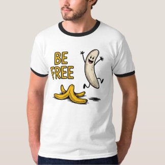 バナナで自由を感じて - 面白い皮剥きフルーツのダジャレ Tシャツ