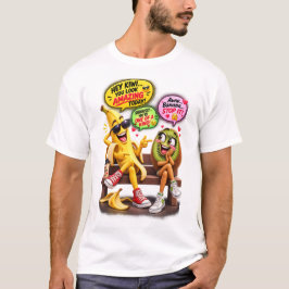 バナナとキウイのイタズラな恋愛ダジャレフルーツTシャツ Tシャツ