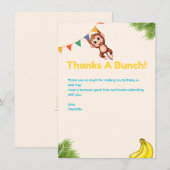 バナナとサルのかわいい感謝カード サンキューカード (正面/裏面)