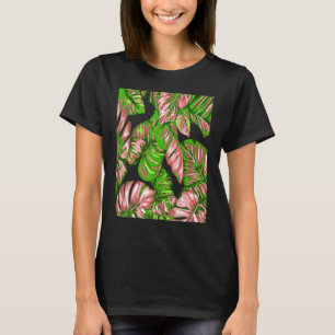 バナナとモンテ葉ラピンクグリーンの熱帯の Tシャツ
