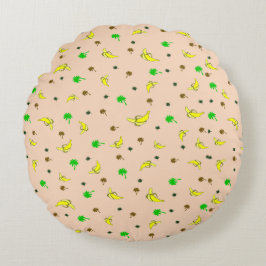 バナナと手のひら模様の丸い枕 ラウンドクッション