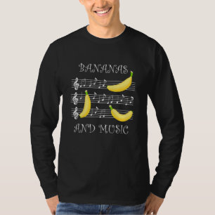 バナナと音符 音楽家 かわいいフルーツ Tシャツ