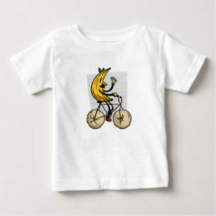 バナナに乗ったバイカーの面白いキャラクターデザイン ベビーTシャツ