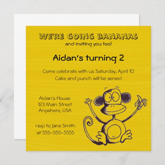 バナナに行く 招待状 (正面/裏面)