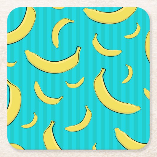 バナナのイラスト スクエアペーパーコースター (正面)