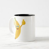 バナナのキャラクターデザイン ツートーンマグカップ (正面左)